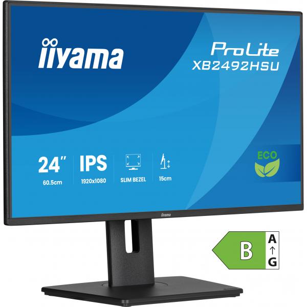 Iiyama ProLite XB2492HSU-B1 Monitor PC 60,5 cm [23.8] 1920 x 1080 Pixel Full HD LED Nero (XB2492HSU-B1 24IN 1920X1080 - 14MS 16:9 1500:1 HDMI/DP/USB)Iiyama4948570126187XB2492HSU-B1