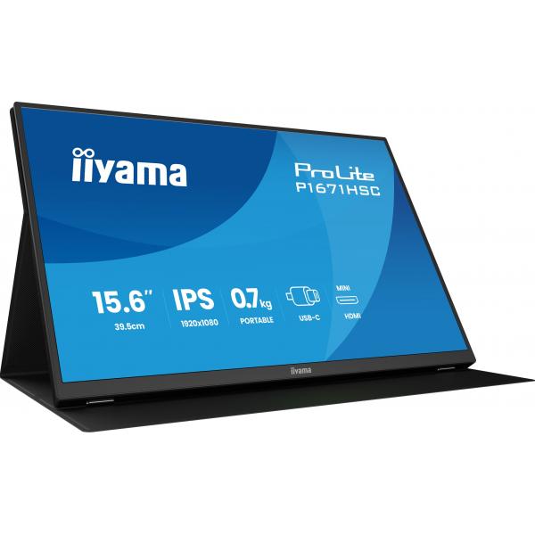 Iiyama ProLite P1671HSC-B1 Monitor PC 39,6 cm [15.6] 1920 x 1080 Pixel Full HD LED Nero (15.6 ProLite P1671HSC-B1 Monitor - 15.6 Black IPS Portable Monitor Full HD HDMI and USB-C)Iiyama4948570126309P1671HSC-B1