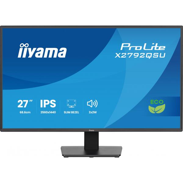 Iiyama ProLite X2792QSU-B1 Monitor PC 68,6 cm [27] 2560 x 1440 Pixel Quad HD LED Nero (iiyama ProLite X2792QSU-B1 - Monitor a LED - 27 - 2560 x 1440 WQHD @ 70 Hz - IPS - 350 cd/m - 1000:1 - 5 ms - HDMI, DVI, DisplayPort - altoparlanti - nero, opaco)I...