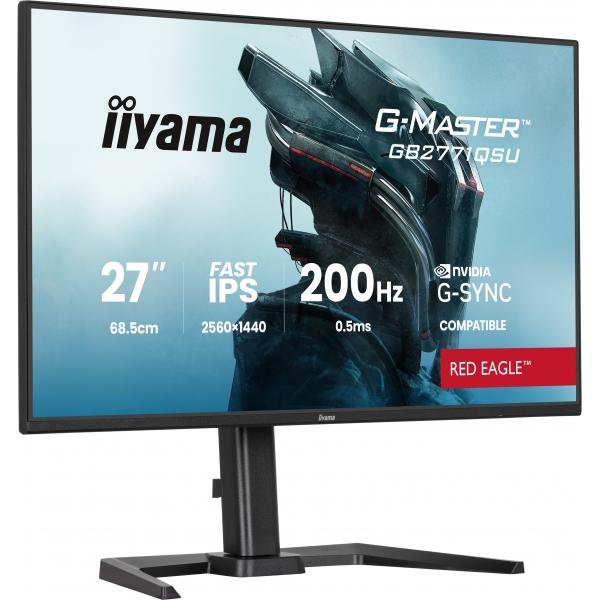 Iiyama G-MASTER GB2771QSU-B1 Monitor PC 68,6 cm [27] 2560 x 1440 Pixel Wide Quad HD Nero (iiyama G-Master Red Eagle gaming monitor GB2771QSU-B1 27 Black, Height Adjustable, QHD Resolution, Ultra Slim Bezel, IPS, 200Hz, 0.5ms, Nvidia G-Sync, HDMI, Dis...