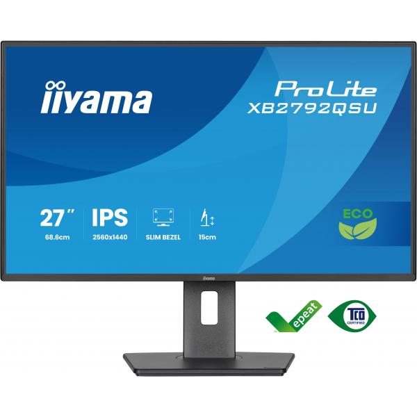 Iiyama ProLite XB2792QSU-B1 Monitor PC 68,6 cm [27] 2560 x 1440 Pixel Quad HD LED Nero (27 ProLite XB2792QSU-B1 Monitor - 27 Black Full HD IPS Monitor 1x HDMI 2560 x 1440)Iiyama4948570126200XB2792QSU-B1