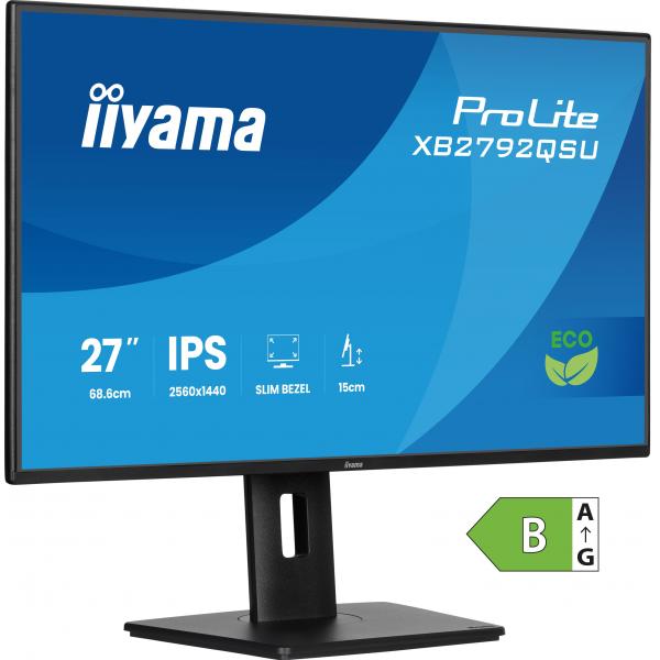 Iiyama ProLite XB2792QSU-B1 Monitor PC 68,6 cm [27] 2560 x 1440 Pixel Quad HD LED Nero (27 ProLite XB2792QSU-B1 Monitor - 27 Black Full HD IPS Monitor 1x HDMI 2560 x 1440)Iiyama4948570126200XB2792QSU-B1