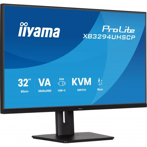 Iiyama ProLite XB3294UHSCP-B1 Monitor PC 80 cm [31.5] 3840 x 2160 Pixel 4K Ultra HD Nero (XB3294UHSCP-B132IN VA LCD USB-C - DOCK DISPLAY WITH 95W CHARGING 2)Iiyama4948570126279XB3294UHSCP-B1