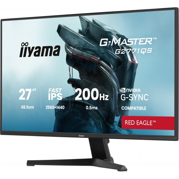 Iiyama G-MASTER G2771QS-B1 Monitor PC 68,6 cm [27] 2560 x 1440 Pixel Wide Quad HD Nero (G2771QS-B1 27IN FAST-IPS LCD - 200HZ 0.5MS ADAPTIVE SYNC G-SYNC)Iiyama4948570126576G2771QS-B1