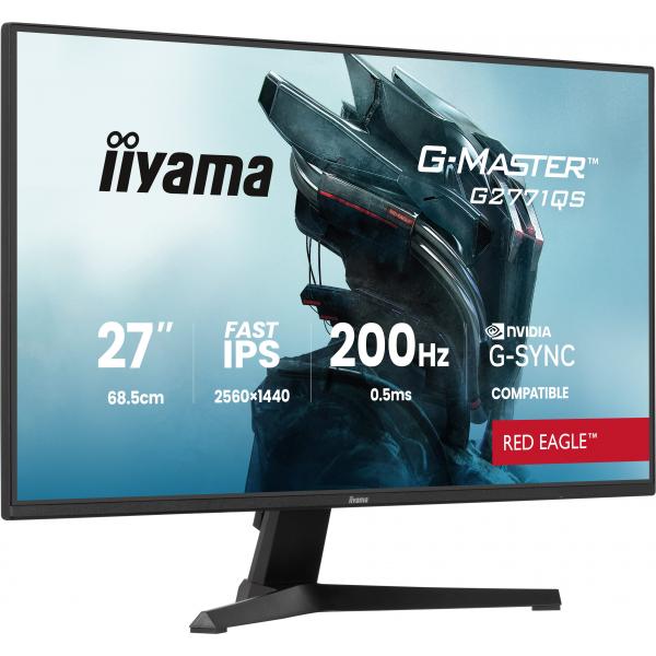 Iiyama G-MASTER G2771QS-B1 Monitor PC 68,6 cm [27] 2560 x 1440 Pixel Wide Quad HD Nero (G2771QS-B1 27IN FAST-IPS LCD - 200HZ 0.5MS ADAPTIVE SYNC G-SYNC)Iiyama4948570126576G2771QS-B1