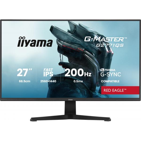Iiyama G-MASTER G2771QS-B1 Monitor PC 68,6 cm [27] 2560 x 1440 Pixel Wide Quad HD Nero (G2771QS-B1 27IN FAST-IPS LCD - 200HZ 0.5MS ADAPTIVE SYNC G-SYNC)Iiyama4948570126576G2771QS-B1