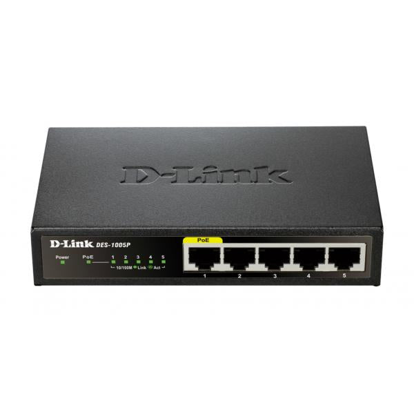 D-Link DES-1005P Non gestito L2 Fast Ethernet [10/100] Supporto Power over Ethernet [PoE] Nero (D-Link DES 1005P - switch - 5 porte -)D-linkDES-1005P/E