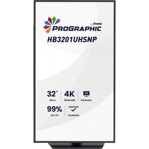Iiyama ProGraphic HB3201UHSNP-B1 Monitor PC 80 cm [31.5] 3840 x 2160 Pixel 4K Ultra HD Nero (Iiyama ProGraphic HB3201UHSNP-B1 - Monitor a LED - 31.5 - 3840 x 2160 4K @ 60 Hz - IPS Black 2.0 - 450 cd/m - 3000:1 - 4 ms - HDMI, DisplayPort, USB-C - alto...