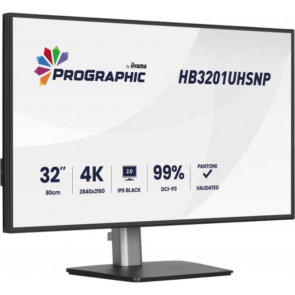 Iiyama ProGraphic HB3201UHSNP-B1 Monitor PC 80 cm [31.5] 3840 x 2160 Pixel 4K Ultra HD Nero (Iiyama ProGraphic HB3201UHSNP-B1 - Monitor a LED - 31.5 - 3840 x 2160 4K @ 60 Hz - IPS Black 2.0 - 450 cd/m - 3000:1 - 4 ms - HDMI, DisplayPort, USB-C - alto...