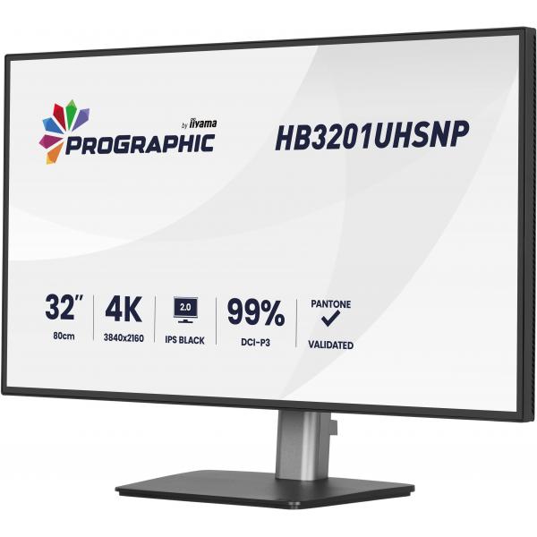 Iiyama ProGraphic HB3201UHSNP-B1 Monitor PC 80 cm [31.5] 3840 x 2160 Pixel 4K Ultra HD Nero (Iiyama ProGraphic HB3201UHSNP-B1 - Monitor a LED - 31.5 - 3840 x 2160 4K @ 60 Hz - IPS Black 2.0 - 450 cd/m - 3000:1 - 4 ms - HDMI, DisplayPort, USB-C - alto...