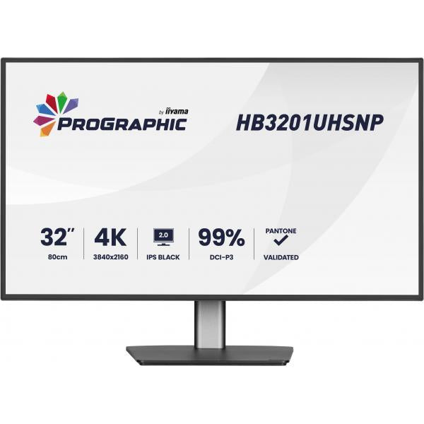 Iiyama ProGraphic HB3201UHSNP-B1 Monitor PC 80 cm [31.5] 3840 x 2160 Pixel 4K Ultra HD Nero (32 ProGraphic HB3201UHSNP-B1 Monitor - 32 Black ProGraphic Monitor 4K UHD Height Adjustable DisplayPort USB and HDMI)Iiyama4948570125395HB3201UHSNP-B1