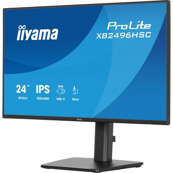 Iiyama ProLite XB2496HSC-B1 Monitor PC 60,5 cm [23.8] 1920 x 1080 Pixel Full HD LED Nero (24 ProLite XB2496HSC-B1 Monitor - 24 Black IPS Monitor Full HD Height Adjustable USB and HDMI)Iiyama4948570126941XB2496HSC-B1