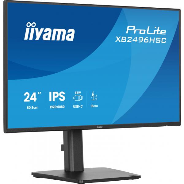 Iiyama ProLite XB2496HSC-B1 Monitor PC 60,5 cm [23.8] 1920 x 1080 Pixel Full HD LED Nero (24 ProLite XB2496HSC-B1 Monitor - 24 Black IPS Monitor Full HD Height Adjustable USB and HDMI)Iiyama4948570126941XB2496HSC-B1