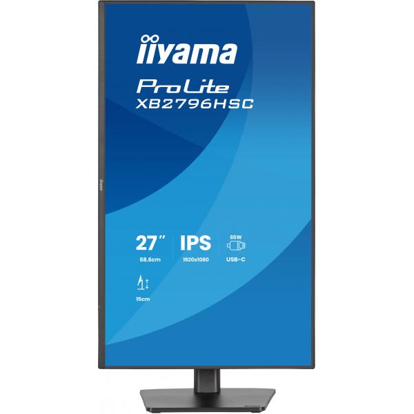 Iiyama ProLite XB2796HSC-B1 Monitor PC 68,6 cm [27] 1920 x 1080 Pixel Full HD LED Nero (27 ProLite XB2796HSC-B1 Monitor - 27 Black USB-C Monitor Full HD Height Adjustable USB and HDMI)Iiyama4948570126989XB2796HSC-B1