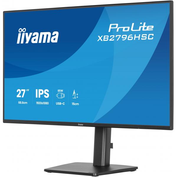 Iiyama ProLite XB2796HSC-B1 Monitor PC 68,6 cm [27] 1920 x 1080 Pixel Full HD LED Nero (27 ProLite XB2796HSC-B1 Monitor - 27 Black USB-C Monitor Full HD Height Adjustable USB and HDMI)Iiyama4948570126989XB2796HSC-B1