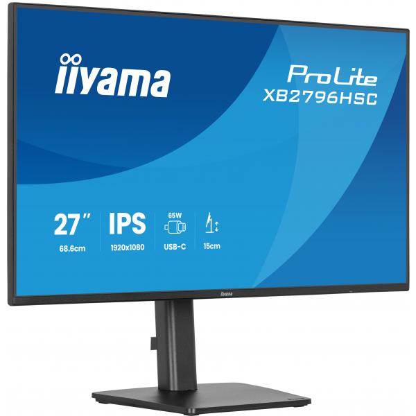 Iiyama ProLite XB2796HSC-B1 Monitor PC 68,6 cm [27] 1920 x 1080 Pixel Full HD LED Nero (27 ProLite XB2796HSC-B1 Monitor - 27 Black USB-C Monitor Full HD Height Adjustable USB and HDMI)Iiyama4948570126989XB2796HSC-B1