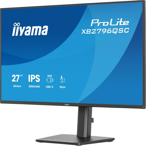Iiyama ProLite XB2796QSC-B1 Monitor PC 68,6 cm [27] 2560 x 1440 Pixel Quad HD LED Nero (68,5cm/27 [2560x1440] iiyama ProLite XB2796QSC-B1 16:9 IPS 4ms 75Hz HDMI USB-C USB VESA Speaker Black)Iiyama4948570127023XB2796QSC-B1