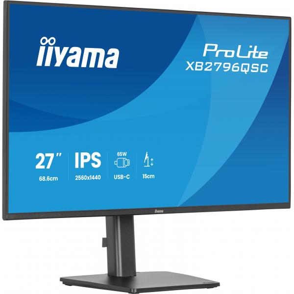 Iiyama ProLite XB2796QSC-B1 Monitor PC 68,6 cm [27] 2560 x 1440 Pixel Quad HD LED Nero (27 ProLite XB2796QSC-B1 Monitor - 27 Black IPS Monitor QHD Height Adjustable USB and HDMI)Iiyama4948570127023XB2796QSC-B1