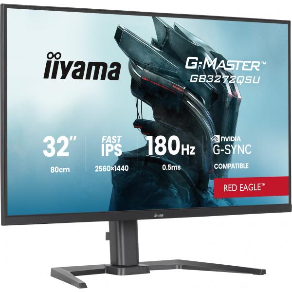 Iiyama G-MASTER GB3272QSU-B1 Monitor PC 80 cm [31.5] 2560 x 1440 Pixel Quad HD LED Nero (iiyama G-Master Red Eagle gaming monitor GB3272QSU-B1 32 Black, 2560 x 1440, 0.5ms, 180hz, Nvidia G-Sync, HDMI, DisplayPort, Height Adjustable, PIP and PBP)Iiyam...