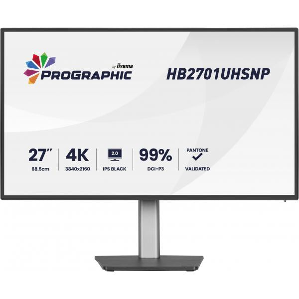Iiyama PROGRAPHIC HB2701UHSNP-B1 Monitor PC 68,6 cm [27] 3840 x 2160 Pixel 4K Ultra HD LCD Nero (Iiyama ProGraphic HB2701UHSNP-B1 - Monitor a LED - 27 - 3840 x 2160 4K @ 60 Hz - IPS Black 2.0 - 450 cd/m - 3000:1 - 4 ms - HDMI, DisplayPort, USB-C - al...