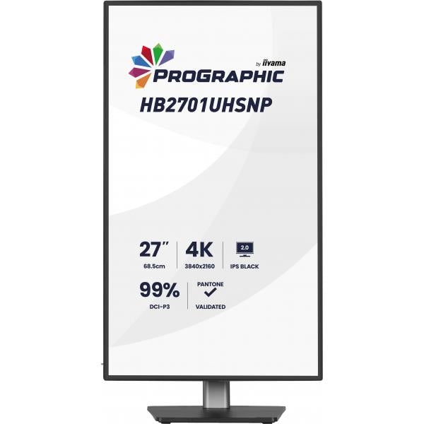 Iiyama PROGRAPHIC HB2701UHSNP-B1 Monitor PC 68,6 cm [27] 3840 x 2160 Pixel 4K Ultra HD LCD Nero (Iiyama ProGraphic HB2701UHSNP-B1 - Monitor a LED - 27 - 3840 x 2160 4K @ 60 Hz - IPS Black 2.0 - 450 cd/m - 3000:1 - 4 ms - HDMI, DisplayPort, USB-C - al...