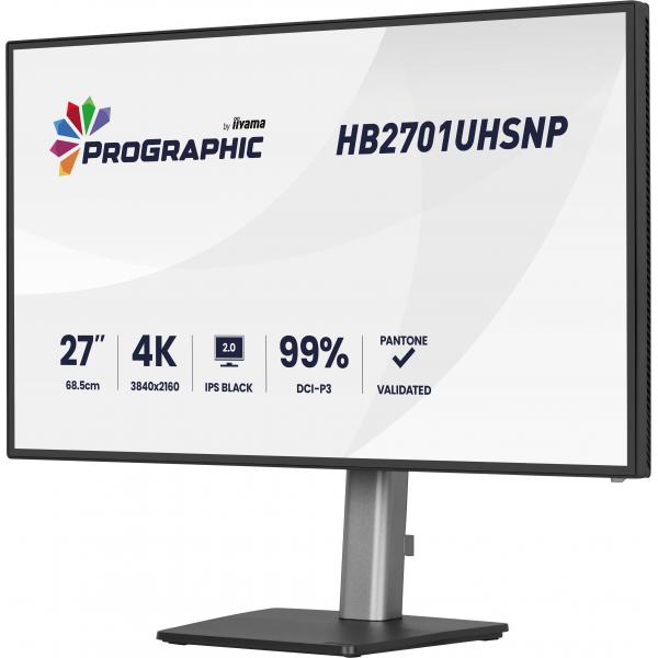 Iiyama PROGRAPHIC HB2701UHSNP-B1 Monitor PC 68,6 cm [27] 3840 x 2160 Pixel 4K Ultra HD LCD Nero (Iiyama ProGraphic HB2701UHSNP-B1 - Monitor a LED - 27 - 3840 x 2160 4K @ 60 Hz - IPS Black 2.0 - 450 cd/m - 3000:1 - 4 ms - HDMI, DisplayPort, USB-C - al...