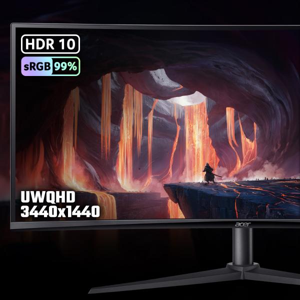 Acer NITRO XZ0 NITRO XZ340CURJ0BMIIPHX 34 CURVED Monitor PC 86,4 cm [34] 3440 x 1440 Pixel UltraWide Quad HD LCD Nero (Acer NITRO XZ0 XZ340CURJ0 34 Ultrawide Quad HD VA 120Hz 1ms Height Adjustable Curved Gaming Monitor with Speakers)Acer4711474706041...