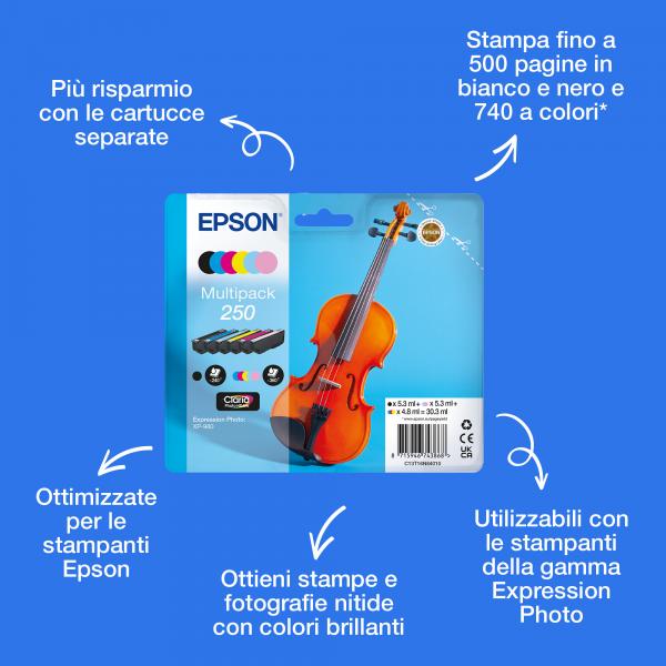 Epson Multipack 6 colori Claria Photo HD 250 Violino (EPSON MULTIPACK 250 HD Ink 6 COLOURS CLARIA PHOTO HD)Epson8715946743868C13T16N84010