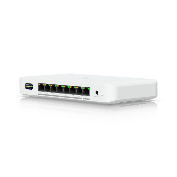 Ubiquiti UDB-Switch 2.5G Ethernet [100/1000/2500] Supporto Power over Ethernet [PoE] Bianco (Compact PoE+ switch* with [1] - 10 GbE port, [7] 2.5 GbE - ports, and 6 GHz-ready WiFi 7 bridging integration for seamless, high-capacity - Warranty: 24M)Ubi...
