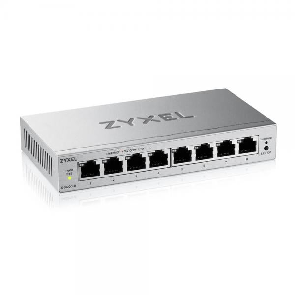 Zyxel GS1200-8V3 Gestito L2 Gigabit Ethernet [10/100/1000] Desktop Grigio (Zyxel GS1200 Series GS1200-8 - Switch - intelligente - 8 x 10/100/1000 - desktop)Zyxel4718937649945GS1200-8V3-EU0101F