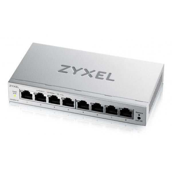 Zyxel GS1200-8V3 Gestito L2 Gigabit Ethernet [10/100/1000] Desktop Grigio (Zyxel GS1200 Series GS1200-8 - Switch - intelligente - 8 x 10/100/1000 - desktop)Zyxel4718937649945GS1200-8V3-EU0101F