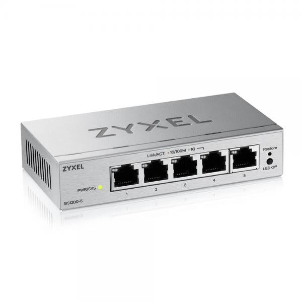 Zyxel GS1200-5V3 Gestito L2 Gigabit Ethernet [10/100/1000] Desktop Grigio (Zyxel GS1200 Series GS1200-5 - Switch - intelligente - 5 x 10/100/1000 - desktop)ZyxelGS1200-5V3-EU0101F