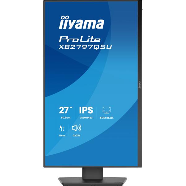 Iiyama ProLite XB2797QSU-B1 Monitor PC 68,6 cm [27] 2560 x 1440 Pixel Quad HD LED Nero (27 PROLITE XB2797QSU-B1 Monitor - 27 Black IPS Monitor Full HD Height Adjustable DisplayPort USB and HDMI)Iiyama4948570125876XB2797QSU-B1
