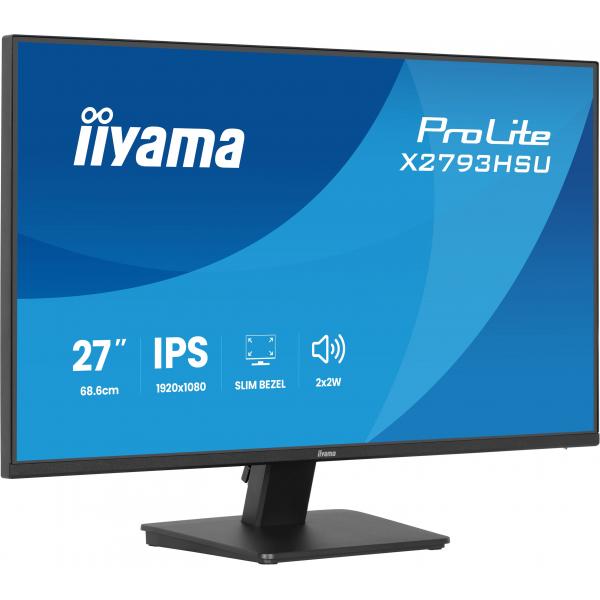 Iiyama ProLite X2793HSU-B1 Monitor PC 68,6 cm [27] 1920 x 1080 Pixel Full HD LED Nero (Iiyama X2793HSU-B1 - Monitor a LED - 27 - 1920 x 1080 Full HD [1080p] @ 120 Hz - IPS - 350 cd/m - 1500:1 - 1 ms - HDMI, DisplayPort - altoparlanti - nero, opaco)Ii...