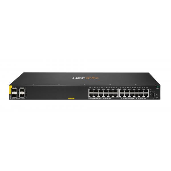 HPE Aruba Networking CX 6000 24p 10M/100M/1G Class4 PoE 4p SFP 1G 370W Switch - Switch - Managed - 24 x 10/100/1000 [PoE+] + 4 x Gigabit SFP [uplink] - side to side airflow - rack-mountable, wall-mountable - PoE+ [370 W] - BTOHpe0190017785974R8N87B#ACC