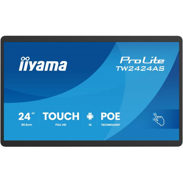 Iiyama TW2424AS-B3P visualizzatore di messaggi Pannello piatto interattivo 60,5 cm [23.8] Wi-Fi 450 cd/m Full HD Nero Touch screen Processore integrato Android 24/7 (iiyama ProLite TW2424AS-B3P - Android PC - touch panel PC 1 RK3576 - RAM 4 GB - SSD ...