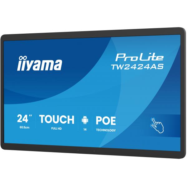 Iiyama TW2424AS-B3P visualizzatore di messaggi Pannello piatto interattivo 60,5 cm [23.8] Wi-Fi 450 cd/m Full HD Nero Touch screen Processore integrato Android 24/7 (iiyama ProLite TW2424AS-B3P - Android PC - touch panel PC 1 RK3576 - RAM 4 GB - SSD ...