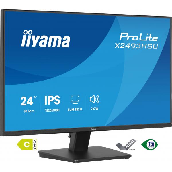 Iiyama ProLite X2493HSU-B1 Monitor PC 60,5 cm [23.8] 1920 x 1080 Pixel Full HD LED Nero (23.8IN ULTRA THIN IPS PANEL - 1920X1080 120HZ 1MS 350 CD/M 150)IiyamaX2493HSU-B1