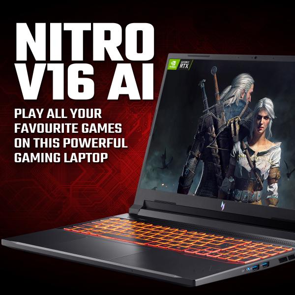 Acer Nitro V 16 AI V 16IN R7 16GB 512 GB 5050 BLK AMD Ryzen 7 260 Computer portatile 40,6 cm [16] WUXGA DDR5-SDRAM SSD NVIDIA GeForce RTX 5050 Wi-Fi 6 [802.11ax] Windows 11 Home Nero Inglese UK (Acer Nitro V 16 AI ANV16-42 ANV16-42-R85H 40.6 cm [16] ...