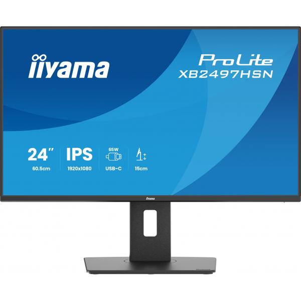 Iiyama ProLite XB2497HSN-B1 Monitor PC 60,5 cm [23.8] 1920 x 1080 Pixel Full HD LED Nero (iiyama ProLite XB2497HSN-B1 - Monitor a LED - 24 [23.8 visualizzabile] - 1920 x 1080 Full HD [1080p] @ 100 Hz - IPS - 350 cd/m - 1500:1 - 1 ms - 2xHDMI, 2xDispl...