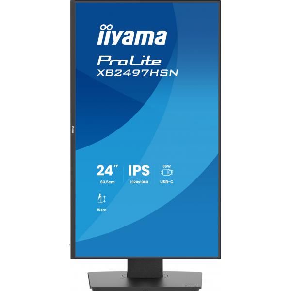 Iiyama ProLite XB2497HSN-B1 Monitor PC 60,5 cm [23.8] 1920 x 1080 Pixel Full HD LED Nero (iiyama ProLite XB2497HSN-B1 - Monitor a LED - 24 [23.8 visualizzabile] - 1920 x 1080 Full HD [1080p] @ 100 Hz - IPS - 350 cd/m - 1500:1 - 1 ms - 2xHDMI, 2xDispl...