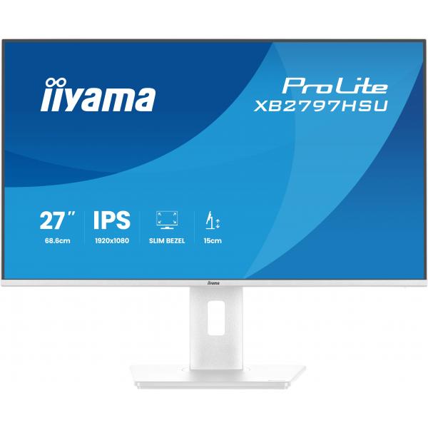 Iiyama ProLite XB2797HSU-W1 Monitor PC 68,6 cm [27] 1920 x 1080 Pixel Full HD LED Bianco (iiyama ProLite XB2797HSU-W1 - Monitor a LED - 27 - 1920 x 1080 Full HD [1080p] @ 120 Hz - IPS - 350 cd/m - 1500:1 - 1 ms - HDMI, DisplayPort - altoparlanti - bi...