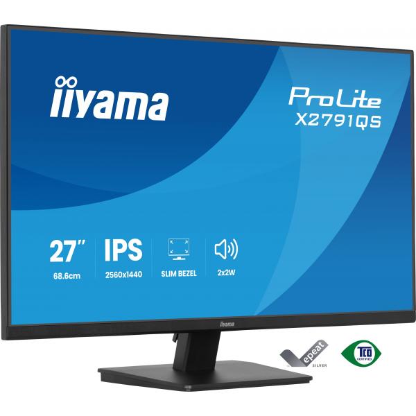 Iiyama ProLite X2791QS-B1 Monitor PC 68,6 cm [27] 2560 x 1440 Pixel Quad HD LED Nero (XU2791QS-B1 27 IPS LCD 4MS - 2560X1440 350 CD/M2 HDMI/DISPLAY)Iiyama4948570127436X2791QS-B1