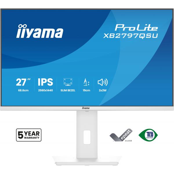 Iiyama ProLite XB2797QSU-W1 Monitor PC 68,6 cm [27] 2560 x 1440 Pixel Quad HD LED Bianco (iiyama ProLite XB2797QSU-W1 computer monitor 68.6 cm [27'])Iiyama4948570125883XB2797QSU-W1