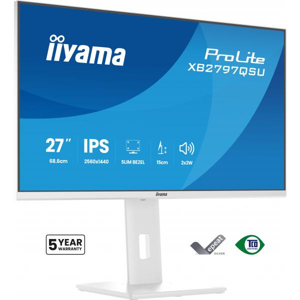 Iiyama ProLite XB2797QSU-W1 Monitor PC 68,6 cm [27] 2560 x 1440 Pixel Quad HD LED Bianco (iiyama ProLite XB2797QSU-W1 computer monitor 68.6 cm [27'])Iiyama4948570125883XB2797QSU-W1