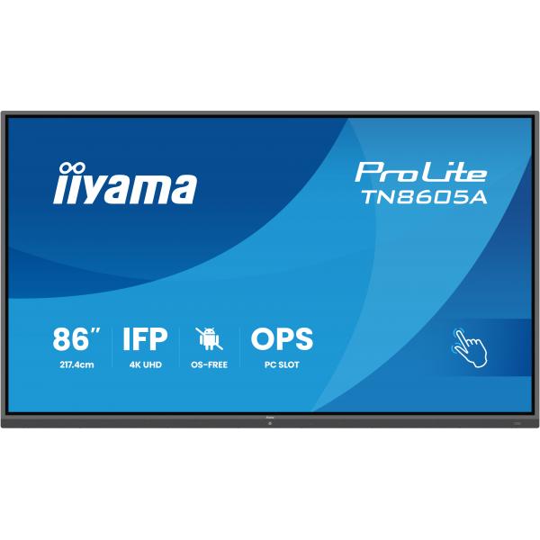 Iiyama TN8605A-B1AG visualizzatore di messaggi Pannello piatto interattivo 2,17 m [85.6] 500 cd/m 4K Ultra HD Nero Touch screen (iiyama TN8605A-B1AG Signage Display 2.17 m [85.6'] 500 cd/)Iiyama4948570127085TN8605A-B1AG