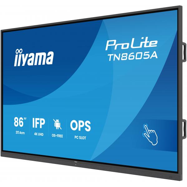 Iiyama TN8605A-B1AG visualizzatore di messaggi Pannello piatto interattivo 2,17 m [85.6] 500 cd/m 4K Ultra HD Nero Touch screen (iiyama TN8605A-B1AG Signage Display 2.17 m [85.6'] 500 cd/)Iiyama4948570127085TN8605A-B1AG