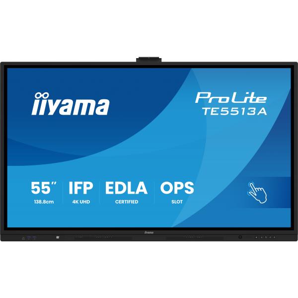 Iiyama TE5513A-B2AG visualizzatore di messaggi Pannello piatto interattivo 138,7 cm [54.6] Wi-Fi 500 cd/m 4K Ultra HD Nero Touch screen Processore integrato Android 24/7 (55 TE5513A-B2AG Interactive Display - 55 Black IPS 4K UHD Interactive Display 3...