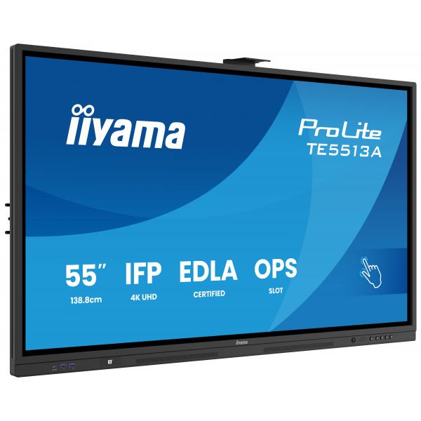 Iiyama TE5513A-B2AG visualizzatore di messaggi Pannello piatto interattivo 138,7 cm [54.6] Wi-Fi 500 cd/m 4K Ultra HD Nero Touch screen Processore integrato Android 24/7 (55 TE5513A-B2AG Interactive Display - 55 Black IPS 4K UHD Interactive Display 3...