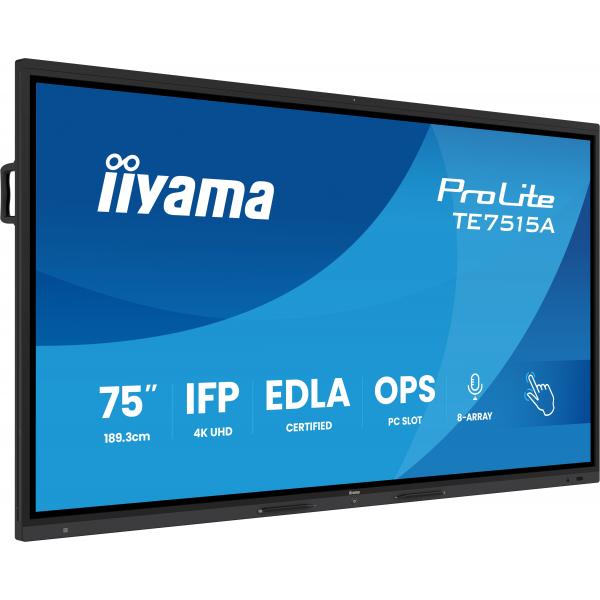 Iiyama TE7515A-B2AG visualizzatore di messaggi Design chiosco 190,5 cm [75] Wi-Fi 550 cd/m 4K Ultra HD Nero Touch screen Processore integrato Android 24/7 (iiyama TE7515A-B2AG Signage Display Interactive flat panel)Iiyama4948570127498TE7515A-B2AG